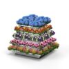 Hochbeet Rock X-tra mit 5 Ebenen aus verzinktem Blech, bepflanzt mit einer Vielzahl von Blumen
